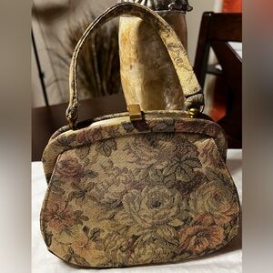Vintage Crown Lewis Floral Tapestry Handbag